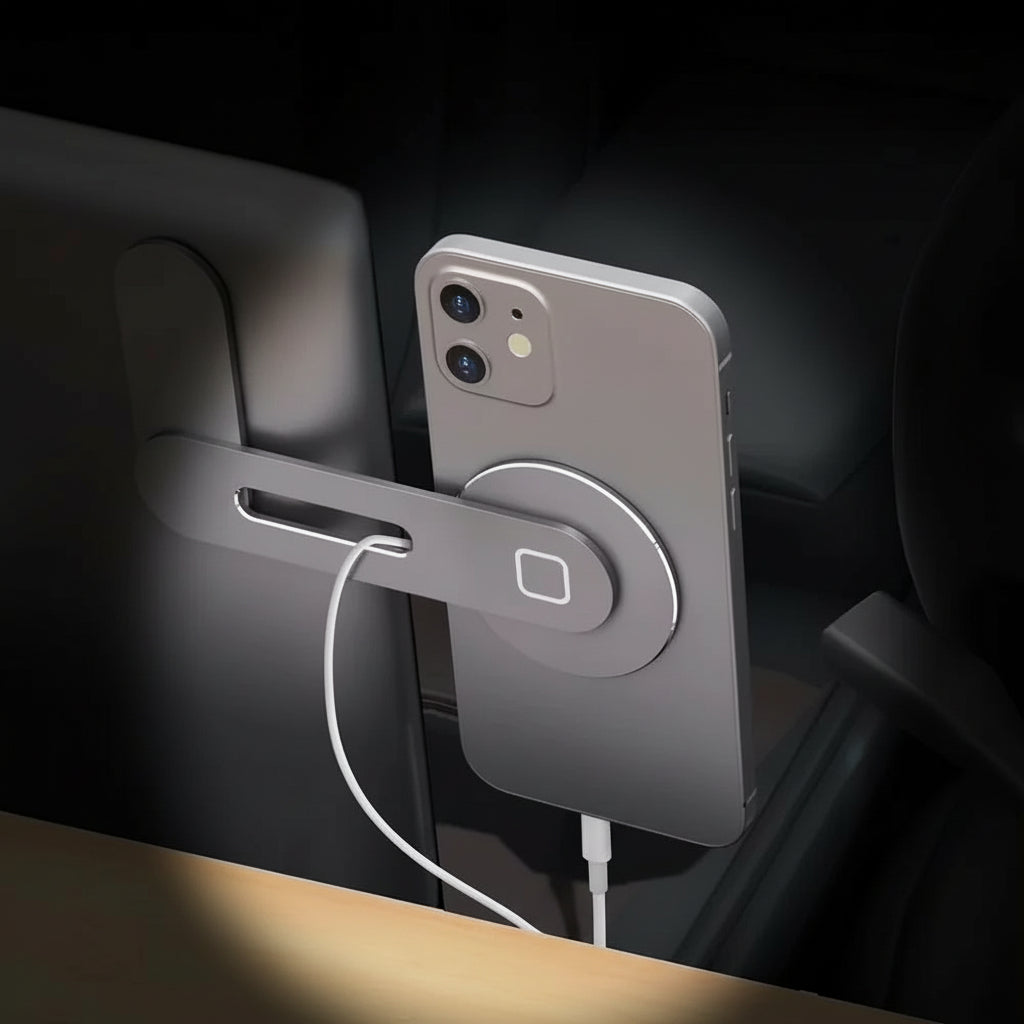 Metal Expansion Phone Stand for Laptop and Tesla Vehicles - Magnetic Folding Phone Holder with 15W Fast Charger